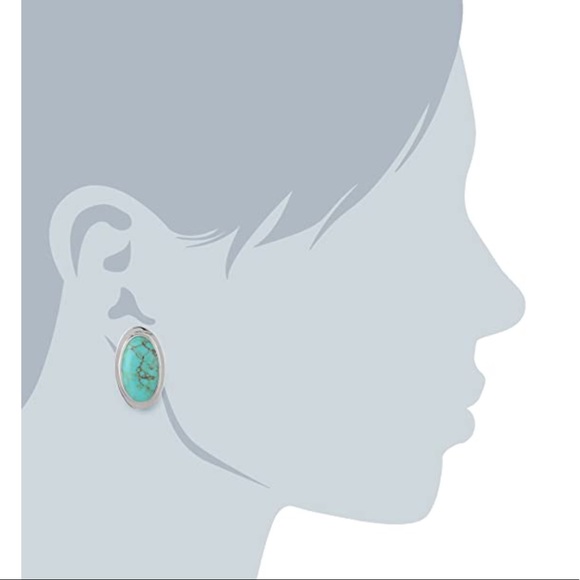 SterlingSilver Simulated Turquoise ClipOn Earrings - Picture 5 of 6